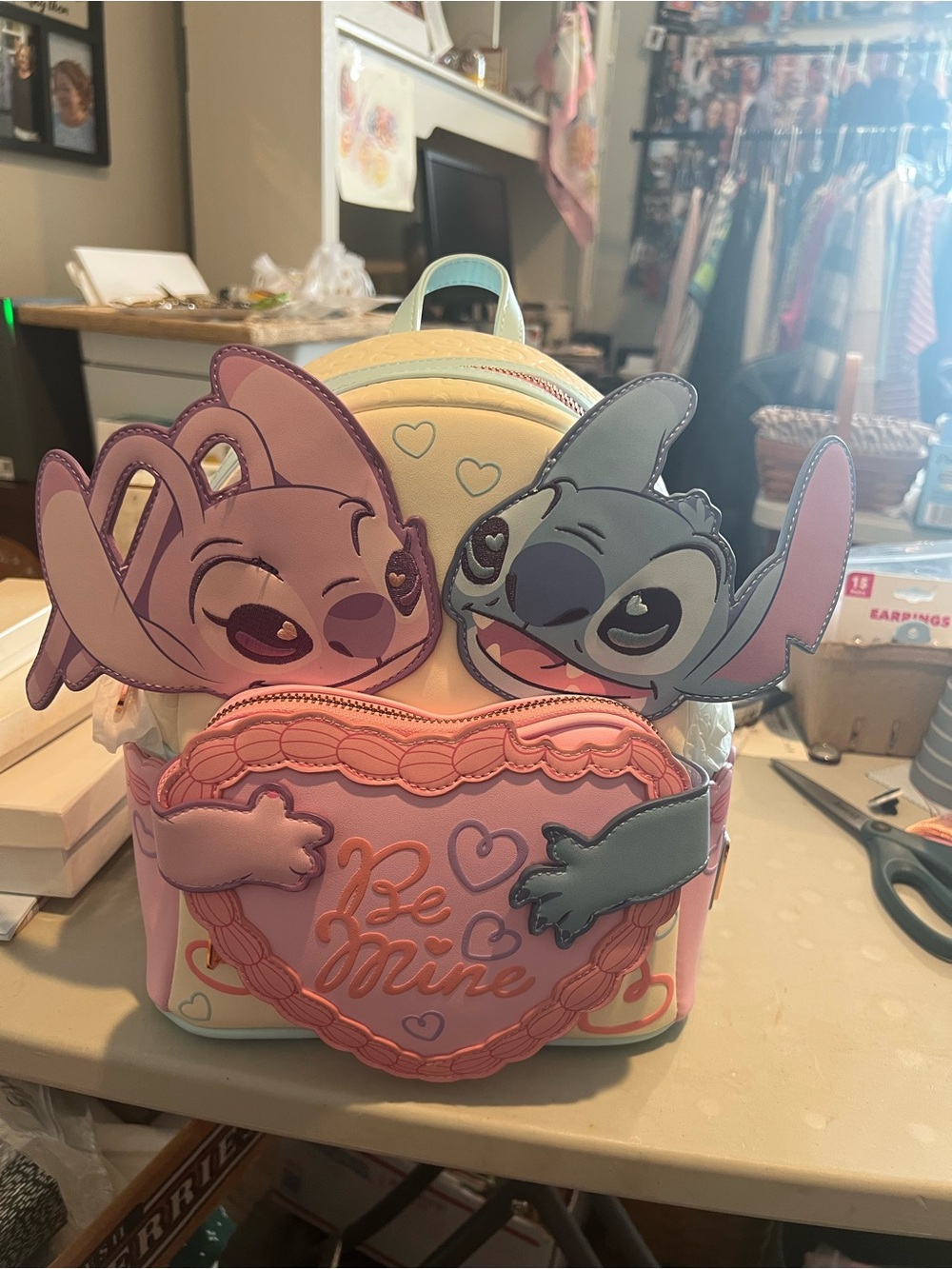 NWT Loungefly Disney Pink and Blue Lilo & Stitch Heart Backpack